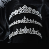 Wedding Hairband - Luxury Zircon and Diamond Hair Accessory with Crown Design for Bridal Gowns
