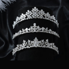Wedding Hairband - Luxury Zircon and Diamond Hair Accessory with Crown Design for Bridal Gowns