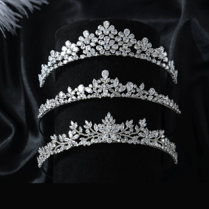 Wedding Hairband - Luxury Zircon and Diamond Hair Accessory with Crown Design for Bridal Gowns