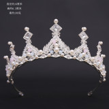New Bridal Headpiece White Crystal Handmade Beaded Bridal Princess Crown Wedding Dress Accessories Wedding Accessories