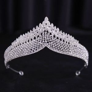 Bridal Wedding Dress White Wedding Dress Crown Baroque Hair Accessories Women Adult Crown Headwear Silver White