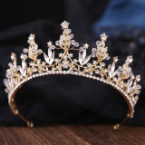 New Bridal Headpiece White Crystal Handmade Beaded Bridal Princess Crown Wedding Dress Accessories Wedding Accessories