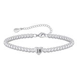 Birthday Bracelet Stainless Steel Silver Beads Heart shaped Letter Beads Adjustable Bracelet Women's Love