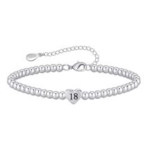 Birthday Bracelet Stainless Steel Silver Beads Heart shaped Letter Beads Adjustable Bracelet Women's Love