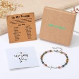 Natural Pine Stone Bracelet Stainless Steel Cross 4mm Picture Stone Powder Crystal Bracelet African Pine Cross Bracelet