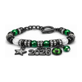 World Cup bracelet with gold football and diamond studded pentagram pendant, adjustable chain, 2026 World Cup football bracelet