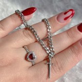 Valentine's Day One Arrow Heart piercing Love Dagger Sword Pendant Double layer Love Necklace Anime Alloy Jewelry