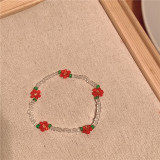 Flower rice bead elastic rope bead bracelet ins style retro temperament versatile bracelet for women