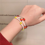 Flower rice bead elastic rope bead bracelet ins style retro temperament versatile bracelet for women