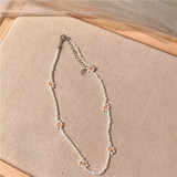 The taste of spring~Short glass bead necklace for women, versatile collarbone chain for women