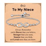 Ladies Stainless Steel Bracelet 26 Letters 8 Words Diamond-Embedded Pull-Out Chain Gift Bracelet Infinity Symbol Alphabet Bracelet
