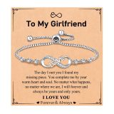 Ladies Stainless Steel Bracelet 26 Letters 8 Words Diamond-Embedded Pull-Out Chain Gift Bracelet Infinity Symbol Alphabet Bracelet