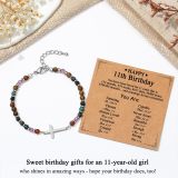 Natural Pine Stone Bracelet Stainless Steel Cross 4mm Picture Stone Powder Crystal Bracelet African Pine Cross Bracelet