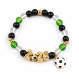 World Cup bracelet with gold football and diamond studded pentagram pendant, adjustable chain, 2026 World Cup football bracelet
