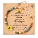 4mm natural stone bracelet with gold spacer beads, flat knot weaving, sunflower bracelet, gold bracelet