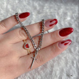 Valentine's Day One Arrow Heart piercing Love Dagger Sword Pendant Double layer Love Necklace Anime Alloy Jewelry