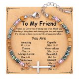 Natural Pine Stone Bracelet Stainless Steel Cross 4mm Picture Stone Powder Crystal Bracelet African Pine Cross Bracelet