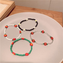 Flower rice bead elastic rope bead bracelet ins style retro temperament versatile bracelet for women