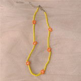 The taste of spring~Short glass bead necklace for women, versatile collarbone chain for women