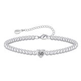 Birthday Bracelet Stainless Steel Silver Beads Heart shaped Letter Beads Adjustable Bracelet Women's Love