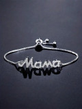 Ladies Stainless Steel Bracelet 26 Letters 8 Words Diamond-Embedded Pull-Out Chain Gift Bracelet Infinity Symbol Alphabet Bracelet