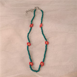 The taste of spring~Short glass bead necklace for women, versatile collarbone chain for women