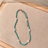 The taste of spring~Short glass bead necklace for women, versatile collarbone chain for women