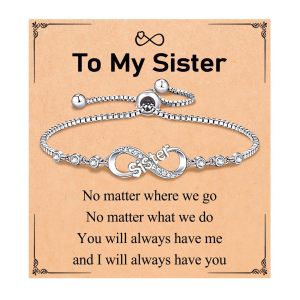 Ladies Stainless Steel Bracelet 26 Letters 8 Words Diamond-Embedded Pull-Out Chain Gift Bracelet Infinity Symbol Alphabet Bracelet