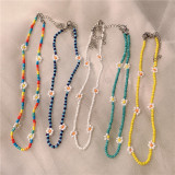 The taste of spring~Short glass bead necklace for women, versatile collarbone chain for women