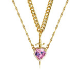 Valentine's Day One Arrow Heart piercing Love Dagger Sword Pendant Double layer Love Necklace Anime Alloy Jewelry