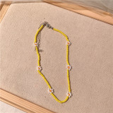 The taste of spring~Short glass bead necklace for women, versatile collarbone chain for women