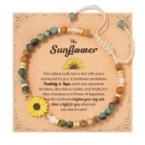 4mm natural stone bracelet with gold spacer beads, flat knot weaving, sunflower bracelet, gold bracelet