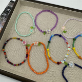 Summer fresh flower crystal bead bracelet with niche design and playful colorful crystal bracelet for women