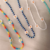 The taste of spring~Short glass bead necklace for women, versatile collarbone chain for women