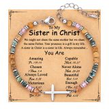 Natural Pine Stone Bracelet Stainless Steel Cross 4mm Picture Stone Powder Crystal Bracelet African Pine Cross Bracelet