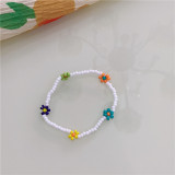 Flower rice bead elastic rope bead bracelet ins style retro temperament versatile bracelet for women