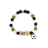 World Cup bracelet with gold football and diamond studded pentagram pendant, adjustable chain, 2026 World Cup football bracelet