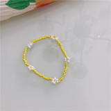 Flower rice bead elastic rope bead bracelet ins style retro temperament versatile bracelet for women