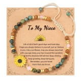 4mm natural stone bracelet with gold spacer beads, flat knot weaving, sunflower bracelet, gold bracelet
