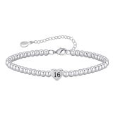 Birthday Bracelet Stainless Steel Silver Beads Heart shaped Letter Beads Adjustable Bracelet Women's Love