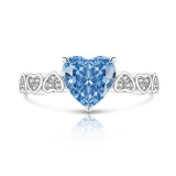 Colored Gemstone Ice Flower Cutting Love Ring Sparkling High Carbon Diamond Heart Ring