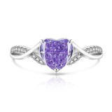 Colored Gemstone Ice Flower Cut Love Ring Super Flash Papalacha High Carbon Diamond Heart Ring