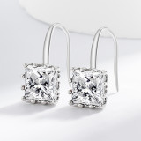 Square colored zircon earrings for women with a niche design, earrings and pendants