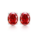 Colored Gemstone Ice Flower Cut Pigeon Egg Earnail Inlaid with Super Flash High Carbon Diamond Ear Jewelry