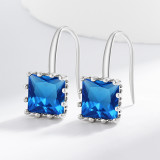 Square colored zircon earrings for women with a niche design, earrings and pendants