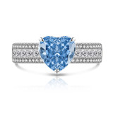 Ice Flower Cut Color Treasure Love Ring Set with Super Flash High Carbon Diamond Papalacha Ring