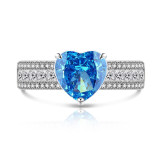 Ice Flower Cut Color Treasure Love Ring Set with Super Flash High Carbon Diamond Papalacha Ring