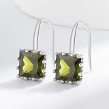 Square colored zircon earrings for women with a niche design, earrings and pendants