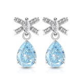 Colored Gemstone Ice Flower Cut Butterfly Knot Earnail Inlay Sparkling Papalacha High Carbon Diamond Pear shaped Earaccessory
