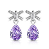 Colored Gemstone Ice Flower Cut Butterfly Knot Earnail Inlay Sparkling Papalacha High Carbon Diamond Pear shaped Earaccessory